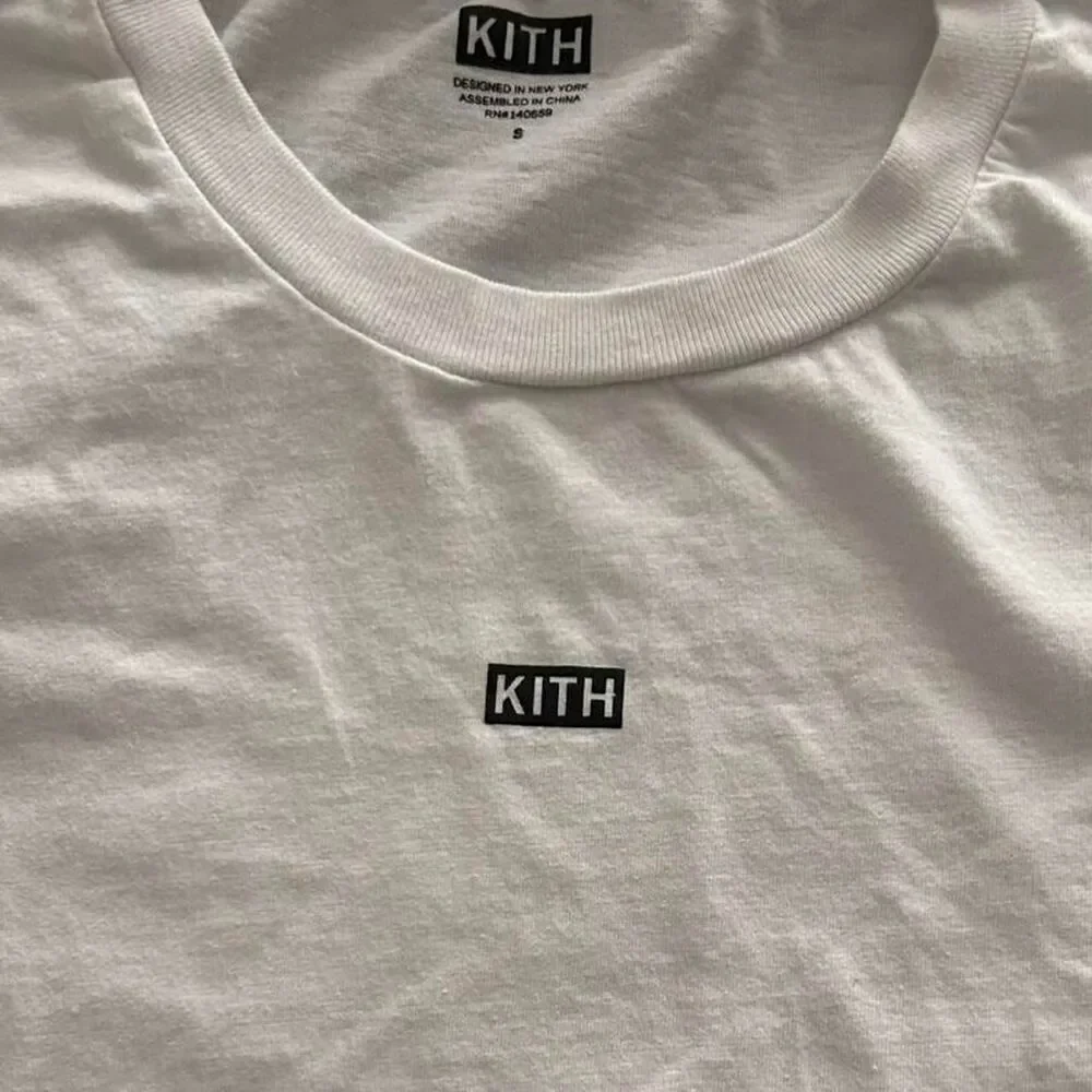 KITH cropped white logo baby tee | small